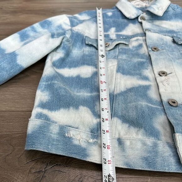 Levi's Made & Crafted Boxy Tie Dyed Denim Trucker Jacket Blue White Size 0 - Picture 8 of 12